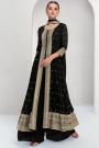 Black Georgette Embroidered Front Slit Anarkali Set