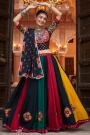 Multicolor Embroidered Rayon Lehenga Set For Navratri