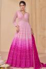 Pink Georgette Embroidered Anarkali Dress With Dupatta