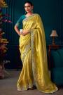 Mustard Banarasi Kanjivaram Silk Embroidered Saree