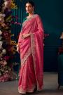 Coral Banarasi Kanjivaram Silk Embroidered Saree