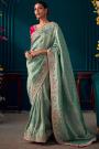 Ice Blue Banarasi Kanjivaram Silk Embroidered Saree