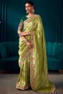 Light Green Banarasi Kanjivaram Silk Embroidered Saree