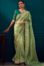 Pastel Green Banarasi Kanjivaram Silk Embroidered Saree