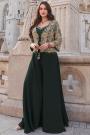 Bottle Green Silk Embroidered Indowestern 3 Piece Set