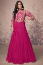 Pink Chinon Silk Embroidered Anarkali Dress With Dupatta