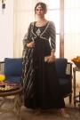 Black Silk Embroidered Anarkali Suit With Dupatta