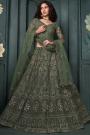 Forest Green Net Embroidered Lehenga Set