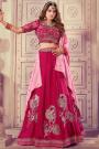 Deep Pink Silk Embroidered Lehenga Set