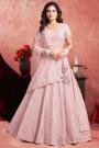 Soft Pink Net Embroidered Lehenga Set