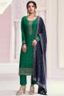 Dark Green Silk Embroidered Kurta Set