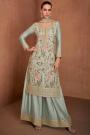 Sage Green Chinon Silk Embroidered Sharara Kurta Set