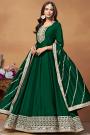 Dark Green Silk Embroidered Anarkali Suit