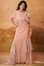 Pre-Draped Blush Pink Organza Silk Handworked Saree With Belt