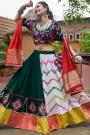 Multicolor Rayon Embroidered Lehenga Set For Navratri With Reflective Real Mirror Work