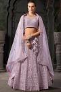 Lilac Net Embroidered Lehenga Set