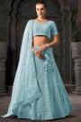 Sky Blue Net Embroidered Lehenga Set