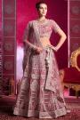 Blush Pink Net Embroidered Kalidar Lehenga Set