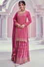 Pink Chinon Silk Embroidered Sharara Kurta Set