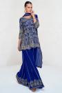 Royal Blue Georgette Embroidered Kurta Sharara Set