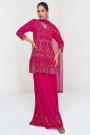 Pink Georgette Embroidered Kurta Sharara Set