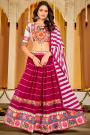 Deep Pink Georgette Embroidered Navratri Lehenga Set