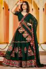 Dark Green Georgette Embroidered Navratri Chaniya Choli