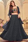 Black Georgette Printed & Embroidered Navratri Chaniya Choli