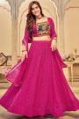 Pink Georgette Printed & Embroidered Navratri Chaniya Choli