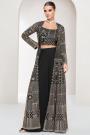 Black Georgette Embroidered 3 Piece Indowestern Attire