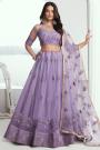 Lilac Net Embroidered Lehenga Set