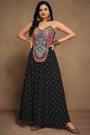 Black & Multicolor Indo-Western Hand Embroidered Silk & Georgette 2 Piece Attire