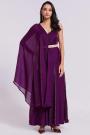 Plum Organza Silk Anarkali Dress With Stylish Dupatta