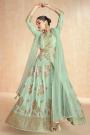 Mint Silk Embroidered Anarkali Suit