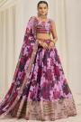 Pink  Floral  Printed Lehenga Set