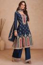 Navy Blue Enbroidered Plazzo Kurta Set