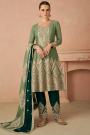 Green Enbroidered Short Anarkali Kurta Set