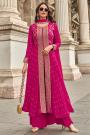 Magenta Pink Silk Bandhani Printed & Hand Worked Anarkali Set