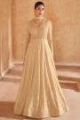 Light Beige Georgette Chikankari Embroidered Anarkali Dress With Dupatta