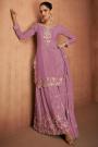 Pink Purple Chinon Silk Embroidered Kurta Set