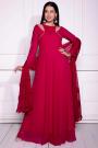 Red Georgette Stylish Anarkali Dress With Dupatta