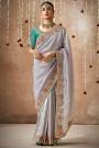 Lilac Tissue Silk Embroidered Saree