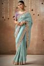 Sky Blue Tissue Silk Embroidered Saree