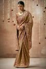 Brown Tissue Silk Embroidered Saree