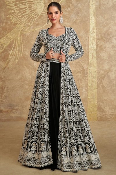 Black and gold indian gown best sale