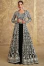 Black & White Georgette Embroidered 3 Piece Indowestern Attire