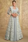 Light Grey Georgette Embroidered 3 Piece Indowestern Attire