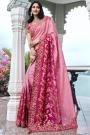 Shaded Pink Silk Zari Woven Saree