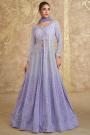 Stunning Lilac Ombre Georgette Embroidered Anarkali Dress With Skirt