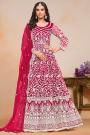 Pink Red Net Embroidered Anarkali Suit